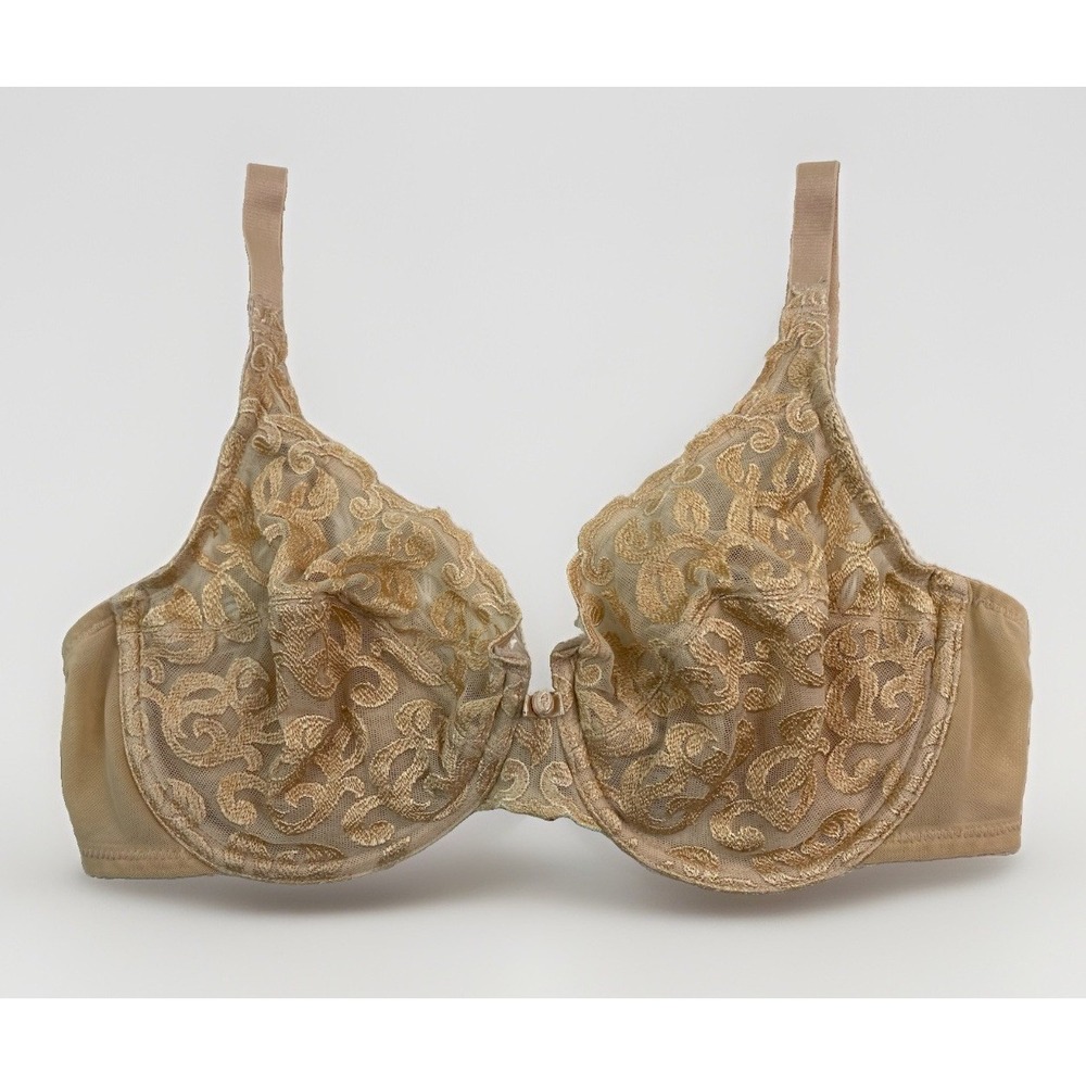 WACOAL 85199 Lace Arabesque BRA 36D Underwire Sheer Nude